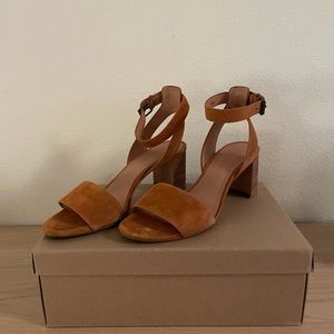 Madewell suede, ankle-wrap heeled sandals